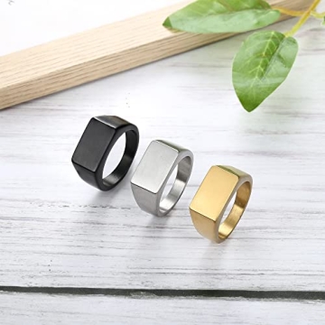 ORAZIO 3 PCS Stainless Steel Signet Rings Set for Men Women