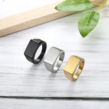 ORAZIO 3 PCS Stainless Steel Signet Rings Set for Men Women