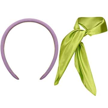 HMPRT Halloween Costume Women 2022,Purple Mini Dress,Purple Headband,Costumes Wig,Green Scarf,Socks Adult Halloween Outfit Accessories,XXL