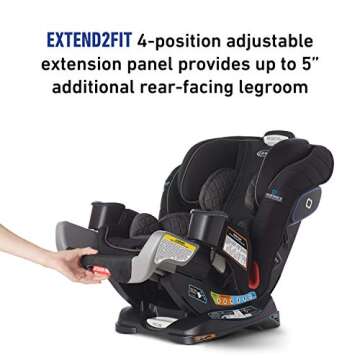 Graco Extend2Fit 3 in 1 Car Seat | Ride Rear Facing Longer with Extend2Fit, featuring TrueShield Side Impact Technology, Ion , 20.75x19x24.5 Inch (Pack of 1)