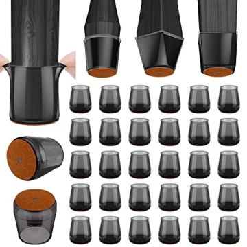 BALEINE 32 Pack Silicone Chair Leg Floor Protectors, Stool Leg Protectors Cap, Non-Slip Chair Leg Ca...