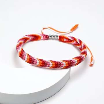 LAMIBEE Lesbian Pride Bracelet, Lesbian Thing Stuff Accessories, LGBTQ+ Proudly Love Tibetan Wrist W...