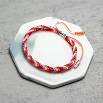 LAMIBEE Lesbian Pride Bracelet, Lesbian Thing Stuff Accessories, LGBTQ+ Proudly Love Tibetan Wrist Wrap Bracelet, Amulet and Boho Rope Bracelet Bangles for Women Her (Lesbian)