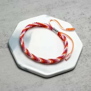 LAMIBEE Lesbian Pride Bracelet, Lesbian Thing Stuff Accessories, LGBTQ+ Proudly Love Tibetan Wrist Wrap Bracelet, Amulet and Boho Rope Bracelet Bangles for Women Her (Lesbian)