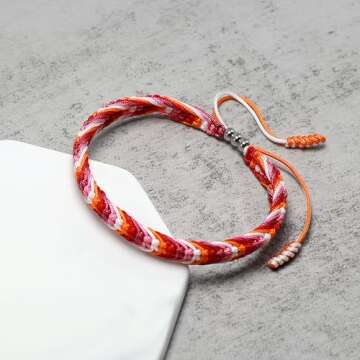 LAMIBEE Lesbian Pride Bracelet, Lesbian Thing Stuff Accessories, LGBTQ+ Proudly Love Tibetan Wrist Wrap Bracelet, Amulet and Boho Rope Bracelet Bangles for Women Her (Lesbian)