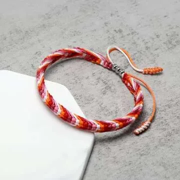 LAMIBEE Lesbian Pride Bracelet, Lesbian Thing Stuff Accessories, LGBTQ+ Proudly Love Tibetan Wrist Wrap Bracelet, Amulet and Boho Rope Bracelet Bangles for Women Her (Lesbian)