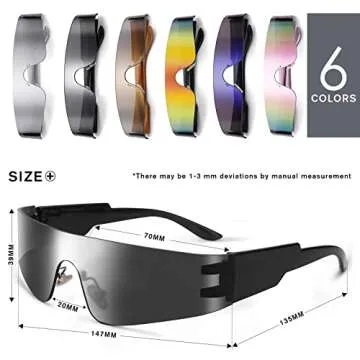 COASION 2000S Silver Futuristic Metallic Sunglasses Cyberpunk Concert Glasses for Women Men, Game 2077 Costume Eyewear (Black/Grey)