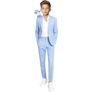 Baby Muffin Boys' First Class Slim Fit Suit, Lightweight Style (6, Light Blue)