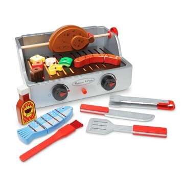 Melissa & Doug Rotisserie and Grill Wooden Barbecue Play Food Set (24 pcs)