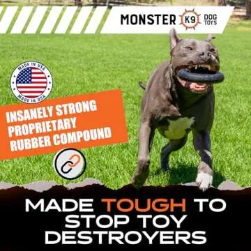 Monster K9 Indestructible Chew Ring - Lifetime Replacement - Ultra Durable Dog Toy for Aggressive Chewers - Chew, Tug, & Fetch - Best Tough Dog Toy for Medium & Large Breeds - Made in USA - 6.5in