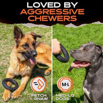 Monster K9 Indestructible Chew Ring - Lifetime Replacement - Ultra Durable Dog Toy for Aggressive Chewers - Chew, Tug, & Fetch - Best Tough Dog Toy for Medium & Large Breeds - Made in USA - 6.5in