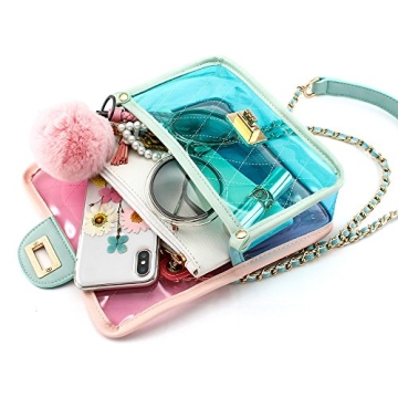 Pink Clear Jelly Crossbody Bag Women Durable Water-Resistant
