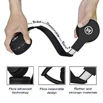 Mokata Kids Headphones Bluetooth 5.3 60H Play Time Wireless Kids Volume Limited 85 /110dB Over Ear Foldable Protection Headset with Mic AUX 3.5mm for Boys Girls Child School Pad Tablet Black