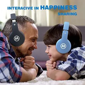 Mokata Kids Headphones Bluetooth 5.3 60H Play Time Wireless Kids Volume Limited 85 /110dB Over Ear Foldable Protection Headset with Mic AUX 3.5mm for Boys Girls Child School Pad Tablet Black