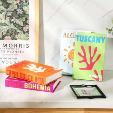 Honoson Preppy Room Decor Preppy Decorative Books Modern Fashion Coffee Table Book for Shelf Decor Contemporary Farmhouse Stacked Books Display Faux Books for Teens (Elegant Style,4 Pcs)