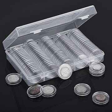 Hicarer 100 Pieces 30 mm Coin Capsules Clear Plastic Silver Dollar Holder for Collectors Round Coin ...