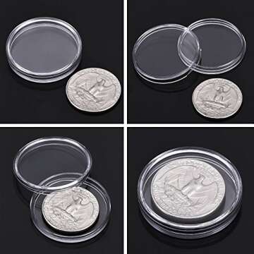 Hicarer 100 Pieces 30 mm Coin Capsules Clear Plastic Silver Dollar Holder for Collectors Round Coin Protectors with Storage Organizer Box for Morgan Silver Dollars Collection Supplies