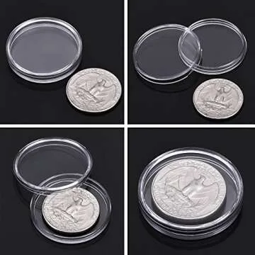 Hicarer 100 Pieces 30 mm Coin Capsules Clear Plastic Silver Dollar Holder for Collectors Round Coin Protectors with Storage Organizer Box for Morgan Silver Dollars Collection Supplies