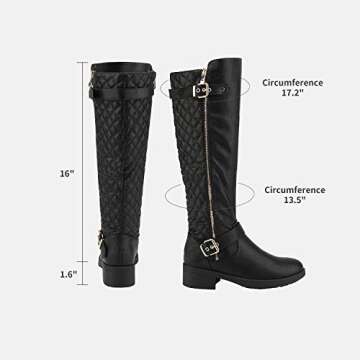 DREAM PAIRS Stylish Wide Calf Knee High Boots for Women in Black