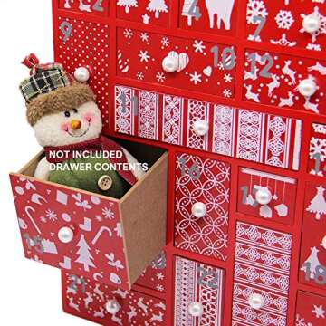 Juegoal Red Advent Calendar with 24 Drawers for Kids