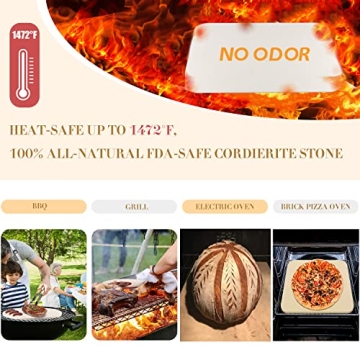 4 PCS Pizza Stone Set for Oven and Grill with Peel and Cutter