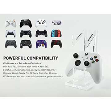 OAPRIRE Dual Controller Holder Gaming Accessories, Suitable for Almost All Controllers, Controller Stand for Xbox ONE PS4 PS5 STEAM PC (Crystal Clear)