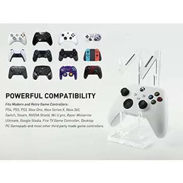 OAPRIRE Dual Controller Holder Gaming Accessories, Suitable for Almost All Controllers, Controller Stand for Xbox ONE PS4 PS5 STEAM PC (Crystal Clear)