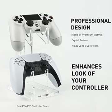 OAPRIRE Dual Controller Holder Gaming Accessories, Suitable for Almost All Controllers, Controller Stand for Xbox ONE PS4 PS5 STEAM PC (Crystal Clear)