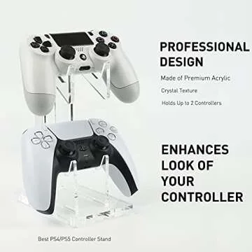 OAPRIRE Dual Controller Holder Gaming Accessories, Suitable for Almost All Controllers, Controller Stand for Xbox ONE PS4 PS5 STEAM PC (Crystal Clear)