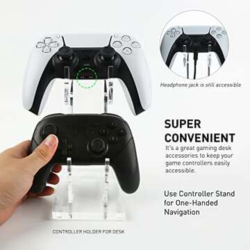 OAPRIRE Dual Controller Holder Gaming Accessories, Suitable for Almost All Controllers, Controller Stand for Xbox ONE PS4 PS5 STEAM PC (Crystal Clear)