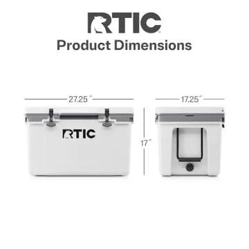 RTIC Ultra-Light 52 Quart Hard Cooler Insulated Portable Ice Chest Box for Beach, Drink, Beverage, Camping, Picnic, Fishing, Boat, Barbecue, 30% Lighter Than Rotomolded Coolers, White & Grey
