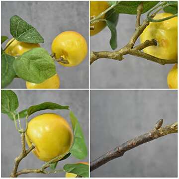 Hagao Artificial Fruit Branches Artificial Apple Highly Simulation Lifelike Model for Vase Home Party Decoration (2pcs Apple Branches)