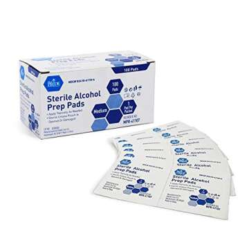 MED PRIDE Alcohol Prep Pads, Pack of 100, Medical-Grade, Sterile, Individually-Wrapped, Antiseptic, ...