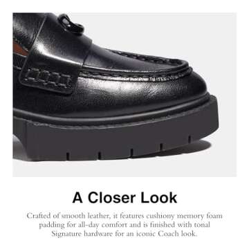 COACH Women's Flats Leah Loafer, Color Black, Size 8