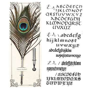 Peacock Feather Pen Set Antique Calligraphy Writing Quill Ink Dip Pen with Holder, Ink and 5 Replace...