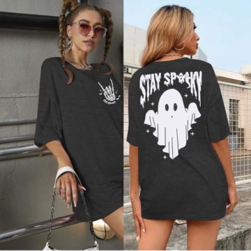 Cute Halloween Oversize T-Shirt with Spooky Ghost Design