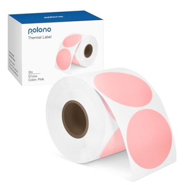 POLONO Premium 2" Pink Circle Thermal Labels - 750 Self-Adhesive Stickers