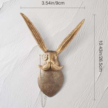 UITWMKTG Gold Animal Head Wall Decor Wall Sculpture Home Decor Statue for Living Room Office Bedroom Modern Decor for Men Women Rabbit