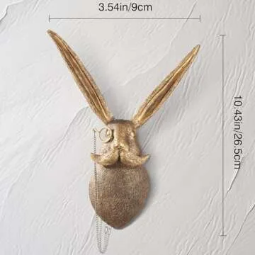 UITWMKTG Gold Animal Head Wall Decor Wall Sculpture Home Decor Statue for Living Room Office Bedroom Modern Decor for Men Women Rabbit