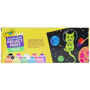 Crayola Washable Kids Project Paint - Neon (2oz), Arts & Crafts Supplies for Kids, Preschool & Kindergarten, Gifts, Ages 3+