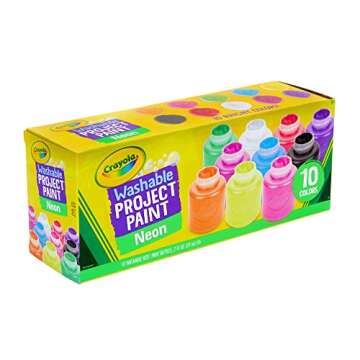 Crayola Washable Kids Project Paint - Neon (2oz), Arts & Crafts Supplies for Kids, Preschool & Kindergarten, Gifts, Ages 3+
