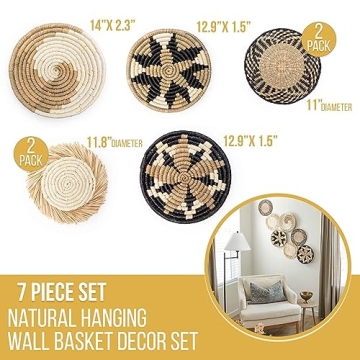 Unique Seagrass Wall Basket Set for Rustic Decor