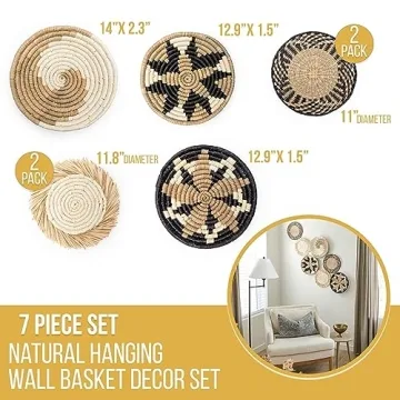 Unique Seagrass Wall Basket Set for Rustic Decor