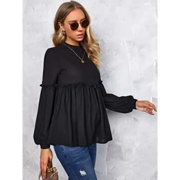 Stylish Maternity Peplum Top with Ruffle Trim