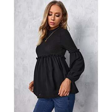Stylish Maternity Peplum Top with Ruffle Trim