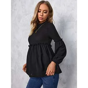 Stylish Maternity Peplum Top with Ruffle Trim