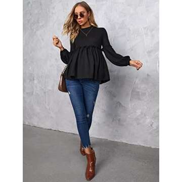 Stylish Maternity Peplum Top with Ruffle Trim