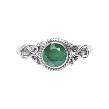 Emerald Stone Ring - Handmade 925 Sterling Silver Gift Jewelry