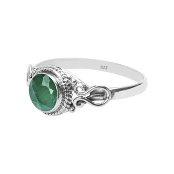 Elegant Emerald Stone Ring - Handmade Sterling Silver Jewelry