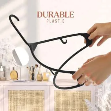 NEATERIZE Clothes Hangers Plastic 40 Pack - Black Plastic Hangers - Makes The Perfect Coat Hanger and General Space Saving Clothes Hangers for Closet - Percheros Ganchos para Colgar Ropa Hangars